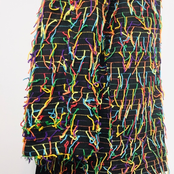 Car Pool Couture Funky Retro Black/Colorful Fringe Stripe Open-Front Blazer Larg - Picture 6 of 12